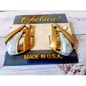 Authentic Vintage 1980s Silver Enamel and Antique Gold Tone Earrings